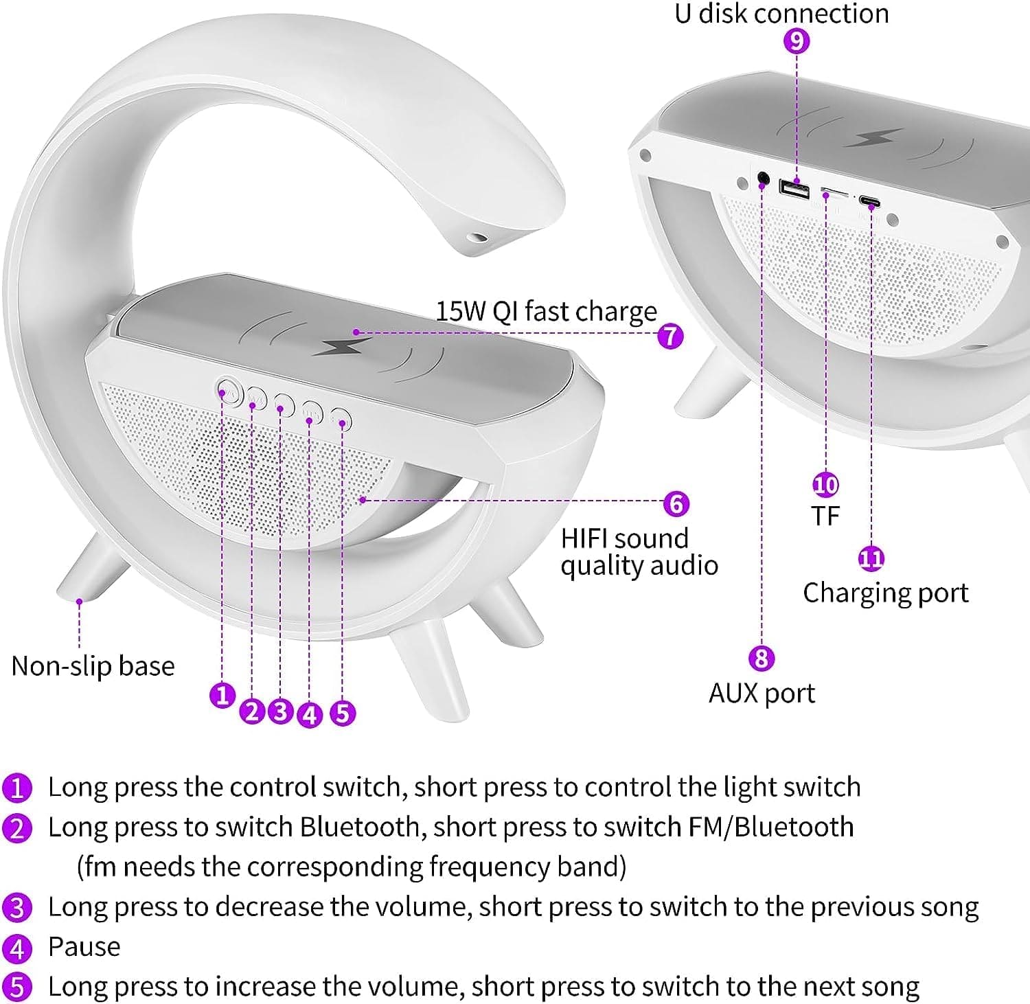 3 In 1 G Smart Station, Multifunctional Wireless Lamp, G LED Table Stand, Dimmable Night Light Touch Lamp Alarm Clock with Music Sync, Home Office Study Bedside Decor Lamp 3 In 1 G Smart Station, Multifunctional Wireless Lamp, G LED Table Stand, Dimmable Night Light Touch Lamp Alarm Clock with Music Sync, Home Office Study Bedside Decor Lamp